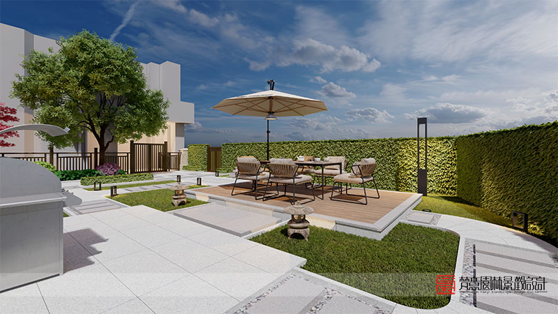 鄭州天倫莊園160平米別墅庭院設(shè)計(jì)